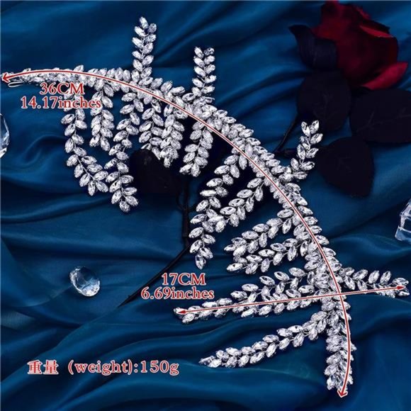 ZHENM Shiny Rhinestone Wedding Headband, Bridal Headpiece Wedding Hair main image 5